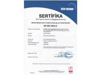Certificats EN ISO 3834-2